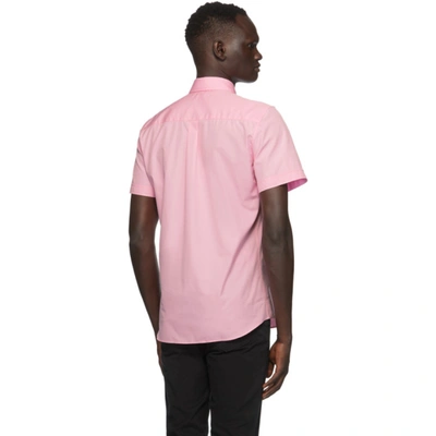 Shop Moschino Pink Discrete Logo Short Sleeve Shirt In A1222 Pink
