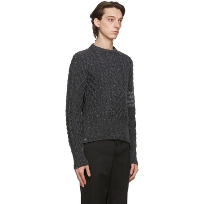 Shop Thom Browne Grey Cable Knit Crewneck Sweater In 025 Darkgre