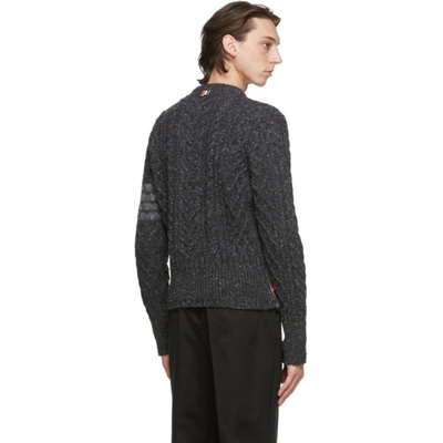 Shop Thom Browne Grey Cable Knit Crewneck Sweater In 025 Darkgre