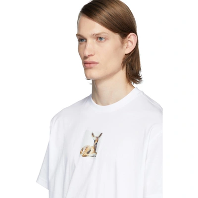 Shop Burberry White Deer T-shirt In Optic White