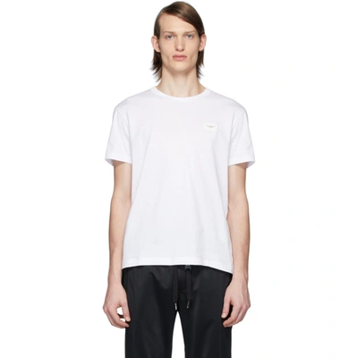 Shop Dolce & Gabbana White Essential Logo Patch T-shirt In W0800 Bianc