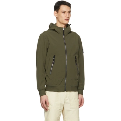 Stone Island 40727 Light Soft Shell-r Hooded Jacket Olive Green | ModeSens