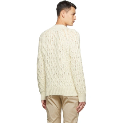 Shop Saint Laurent Off-white Wool & Mohair V-neck Sweater In 9502 Natura