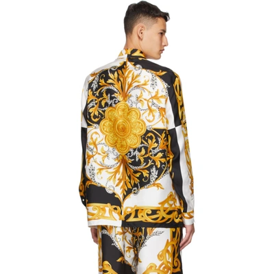 Shop Versace White And Gold Silk Barocco Shirt In A7027 White