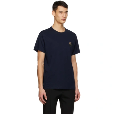Shop Loewe Navy Anagram Embroidered T-shirt In 5110 Navy