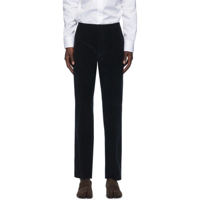 Shop Maison Margiela Navy Corduroy Chino Trousers In 511 Drkblue