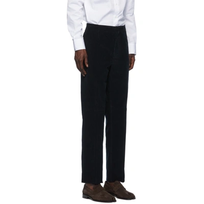 Shop Maison Margiela Navy Corduroy Chino Trousers In 511 Drkblue