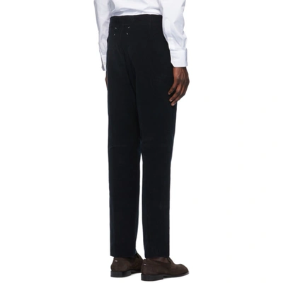 Shop Maison Margiela Navy Corduroy Chino Trousers In 511 Drkblue