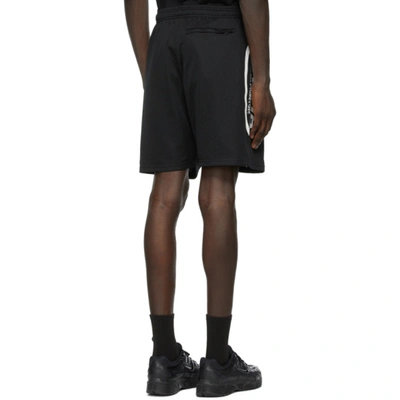 Shop Heron Preston Black & White Logo Basket Shorts In Black White