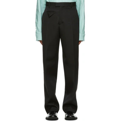 Shop Bottega Veneta Black Wool Loose Trousers In 1000 Black