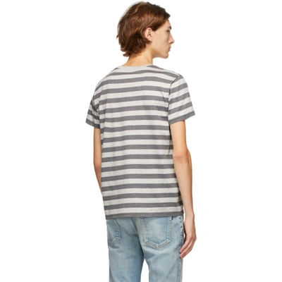 Shop Saint Laurent Grey Stripe T-shirt In 1450 Chigre