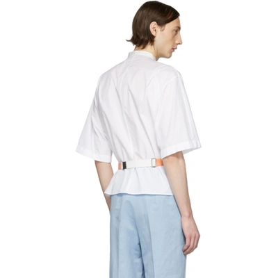 Shop Haider Ackermann White & Orange Silk Wrap Belt Shirt