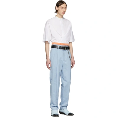 Shop Haider Ackermann White & Orange Silk Wrap Belt Shirt