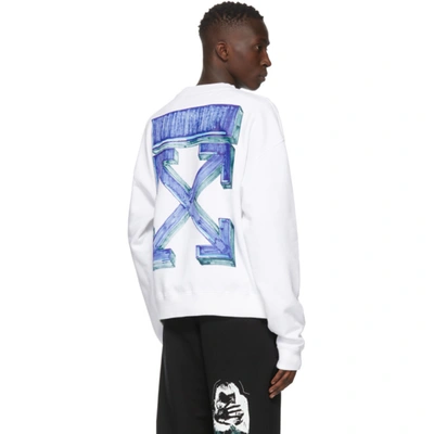 Off-white Marker Arrows Oversized Cotton Sweatshirt In White/blue