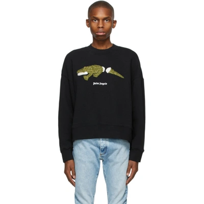 Shop Palm Angels Black Croco Sweatshirt In Black Green