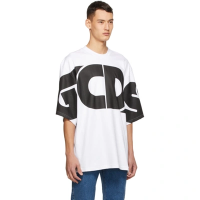 Shop Gcds White Marco Logo Round T-shirt