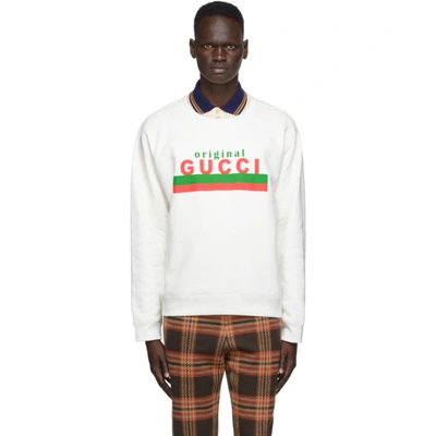 Shop Gucci Off-white Logo Sweatshirt In 9192 Ivrmul