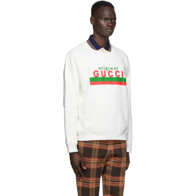 Shop Gucci Off-white Logo Sweatshirt In 9192 Ivrmul