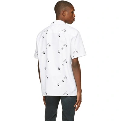 Shop Off-white White All Over Logo Holiday Short Sleeve Shirt In White Black