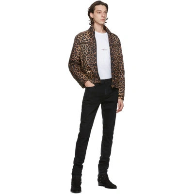 Shop Saint Laurent Brown Fauve Leopard Bomber Jacket In 9664 Fauve