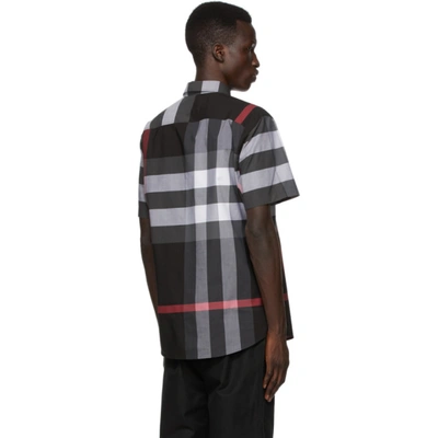 Shop Burberry Grey Check Somerton Short Sleeve Shirt In Charcoal Ip