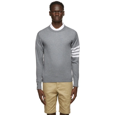 Shop Thom Browne Grey Merino 4-bar Sweater In 038 Med Gre