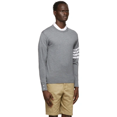 Thom Browne L Crewneck Sweater With 4 Bar Inlay In 038 Med Gre
