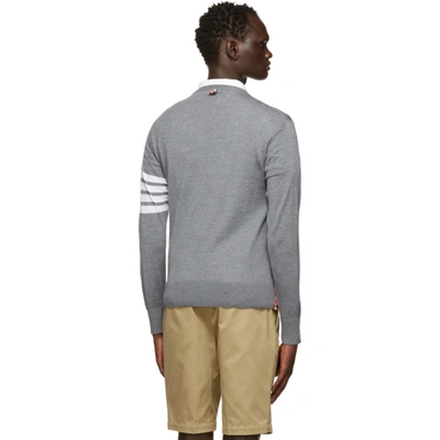 Thom Browne L Crewneck Sweater With 4 Bar Inlay In 038 Med Gre