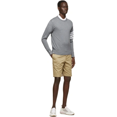 Thom Browne L Crewneck Sweater With 4 Bar Inlay In 038 Med Gre