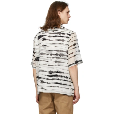 Shop Burberry Black & White Silk Overlay Watercolor Shirt In Monochrome