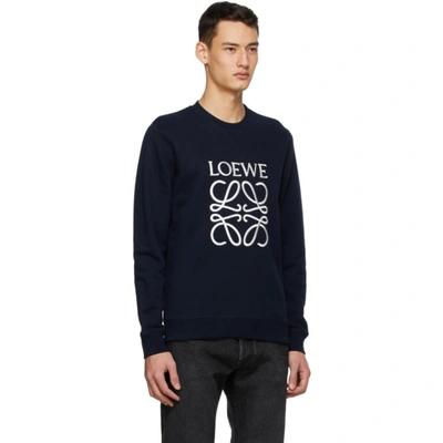 Shop Loewe Navy Anagram Embroidered Sweatshirt In 5110 Navy