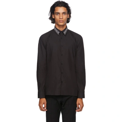 Shop Fendi Black Embroidered Collar Shirt In F0qa1 Black