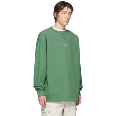 Shop Acne Studios Green Reverse Logo Sweatshirt In Bottlegreen
