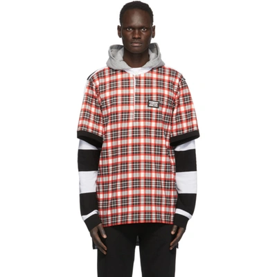 Shop Burberry Black & Red Check Reconstructed Rugby Shirt In Brt Red Chk