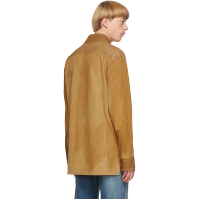 Shop Acne Studios Tan Suede Zip Jacket In Light Camel