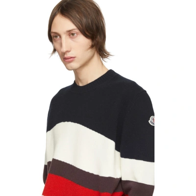 Shop Moncler Tricolor Wool & Mohair Red Wave Sweater In 742 Blk Red