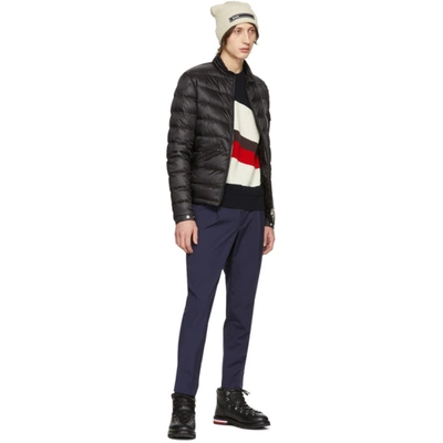 Shop Moncler Tricolor Wool & Mohair Red Wave Sweater In 742 Blk Red