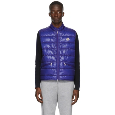 Shop Moncler Blue Down Gui Vest In 758 Blue