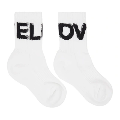Shop Burberry White Intarsia 'love' Socks