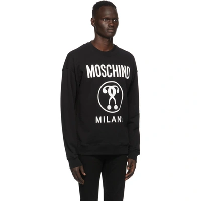 Shop Moschino Black Double Question Mark Sweatshirt In A1555 Black