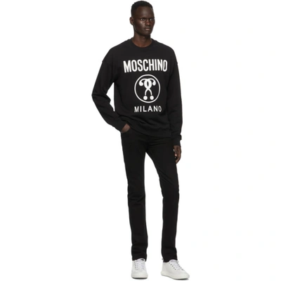 Shop Moschino Black Double Question Mark Sweatshirt In A1555 Black