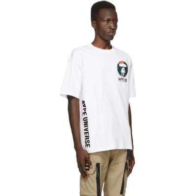 Shop Aape By A Bathing Ape White Logo Universe T-shirt In Whx Whit