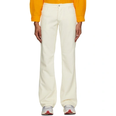 Shop Erl Off-white Corduroy Trousers In Cream