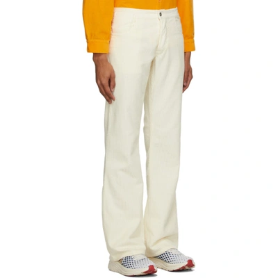 Shop Erl Off-white Corduroy Trousers In Cream