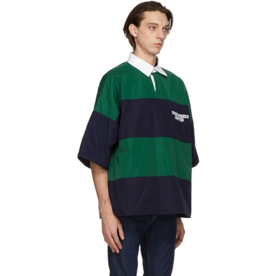 Shop Dsquared2 Navy & Green Rugby Polo In 963 Navygre