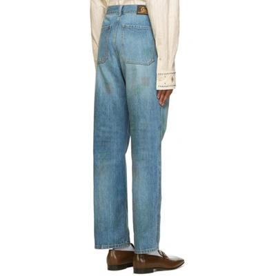 Shop Gucci Blue Eco Wash 'maison De L'amour Firenze' Organic Jeans In 4009 Light