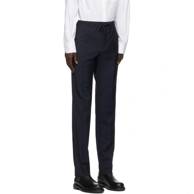 Shop Valentino Navy Mohair Piping Trousers In 598 Navy