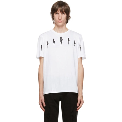 Shop Neil Barrett White Halo Bolt T-shirt In 526 Wht Blk
