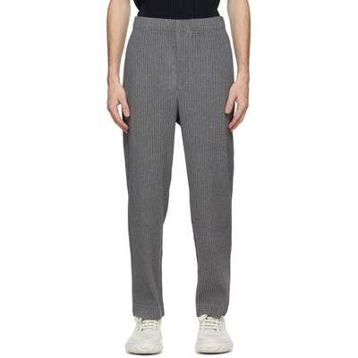 Shop Issey Miyake Homme Plisse  Grey Heather Pleats Trousers In 12 Gray