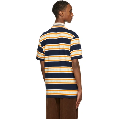 Shop Gucci Orange & Navy Striped Polo In 4273 Ink